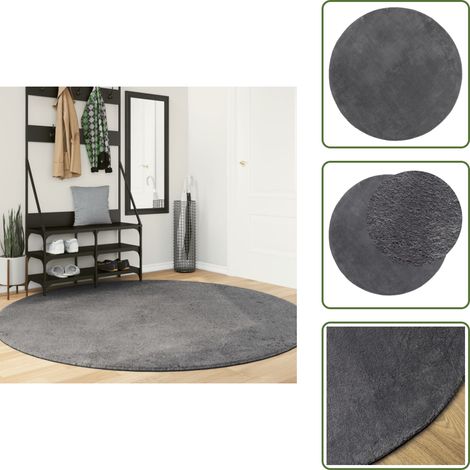 Tappeto per soggiorno - vidaXL Tappeto a Pelo Corto HUARTE Morbido e Lavabile Antracite Ø200cm - Tappeto per camera da letto