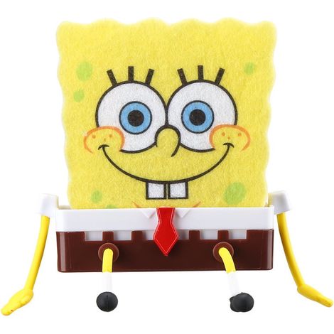 1 porte-éponge mignon avec 1 éponge Bob l'éponge, éponge de nettoyage de cuisine, support pour évier (1/5)