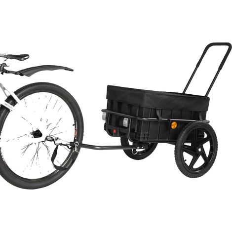 Remolque para bicicleta, carro de transporte de alta resistencia, conversión 2 en 1, negro. (1/2)