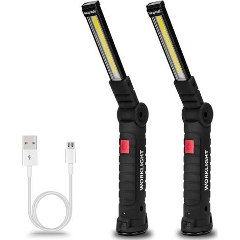 Coquimbo Cadeau Noel Homme, Lampe de Poche Lampe de Travail Rechargeable Lampe Atelier COB Torche avec Base Magnétique 5 Modes Camping Lampe pour Garage, Camping, d'urgence, etc (Grand, 2 Pièces) (1/4)