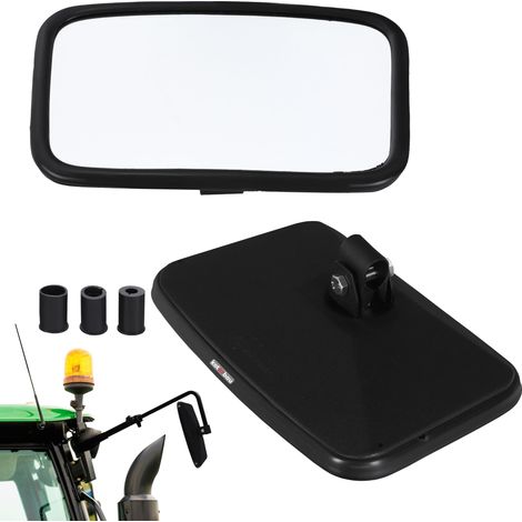 KOTARBAU® Kotarbau® Miroir Retroviseur Exterieur - Retroviseur Tracteur 25x16,5 cm Retroviseur Tracteur Agricole - Rétroviseur Convexe de Tracteur avec Support Pour Bras ⌀ 10-24 mm - Pvc - Noir