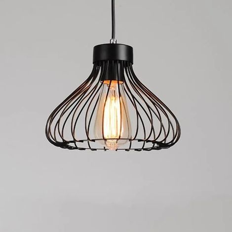 U-Do Lampe de Plafond Lustre Suspension LuminaireVintage Pendant Cuisine Bar Noir (1/5)