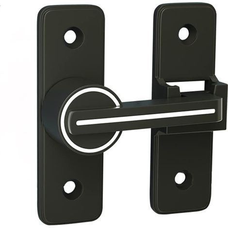 Verrou de Porte Coulissante avec Loquet 180° et Crochet Antivol,Serrure de Fermeture pour Porte Intérieure et Fenêtre,Boulon de Verrouillage à Bascule Lumineux (1/5)