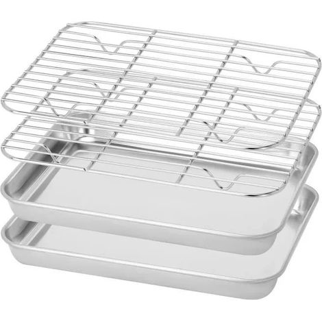 Plaque Pâtisserie en Acier Inoxydable - KAKOO - 23x17x2.5cm - Compatible Four, Lave-Vaisselle et Congélateur (1/4)