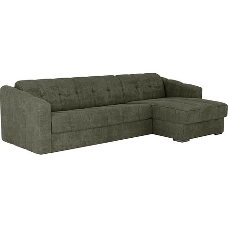 Divano letto angolare express Tessuto testurizzato Verde kaki Posto letto 140cm doghe larghe Materasso 18cm - DARIELO (1/5)