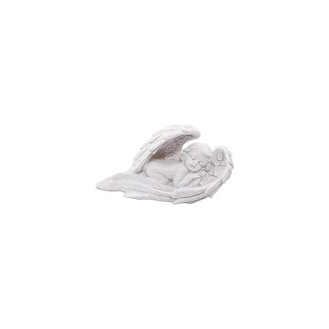 Lot de 2 Figurines en résine adorables chérubin Anges Gardiens de Jardin d'ange Sculpture Mignonne Collection Ailes d'ange 11 cm, Résine, Sleeping Baby Angel in Wings, 7.5" x 3.75" x 2.5"