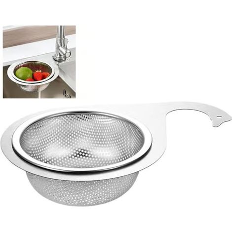 Panier d'évier suspendu en acier inoxydable, crépine d'évier multifonctionnelle et filtre à déchets alimentaires, drainage rapide, ensemble d'ustensiles de cuisine 1 pièce. (1/5)