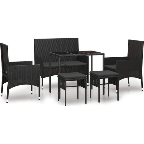 Maison Exclusive - Set Mobili da Giardino 6 pz con Cuscini in Polyrattan Nero