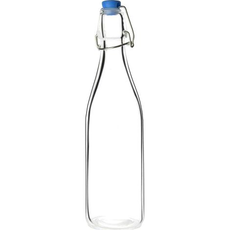 Bouteille d'eau en verre avec bouchon, 520 ml/ 17,5 oz (lot de 6), couvercles rabattables transparents et sécurisés pour eau, brassage maison, pré-mélanges de bar, passe au lave verre, GG929 (1/5)