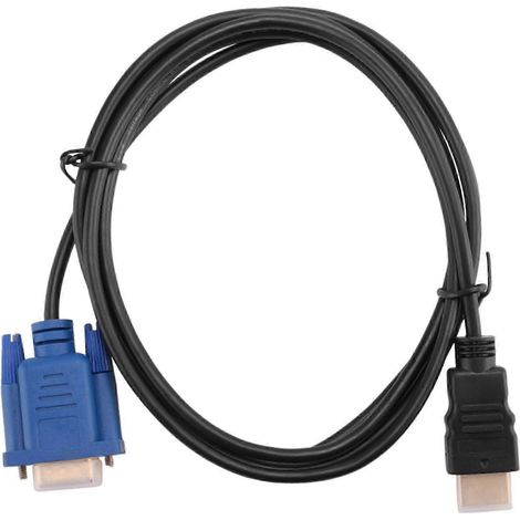 Câble adaptateur HDMI vers VGA HD15 mâle bleu de 1,8 mètre pour téléviseurs haute définition, compatible avec les PC et les téléviseurs. (1/5)
