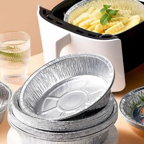 Aluminiumbleche, Aluminium-Heißluftfritteusenschüsseln, Teller, runde und quadratische Einweg-Aluminiumschüsseln, Aluminiumfolie zum Backen im Backofen (1/5)