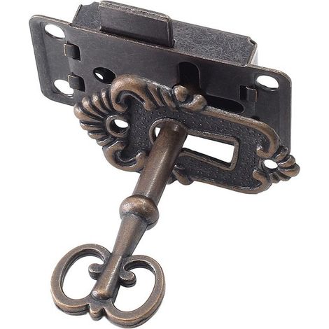Set aus 2 antiken Schranktürschlössern, dekorative Möbelschlösser mit Schlüssellöchern für Holzkisten, Schmuck, Kosmetikartikel, Koffer, Möbelschubladen (antikrot)