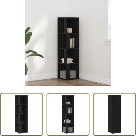Holzregal -  Eckregale Schwarz Eichen-Optik 33 x 33 x 132 cm Holzwerkstoff (1/5)