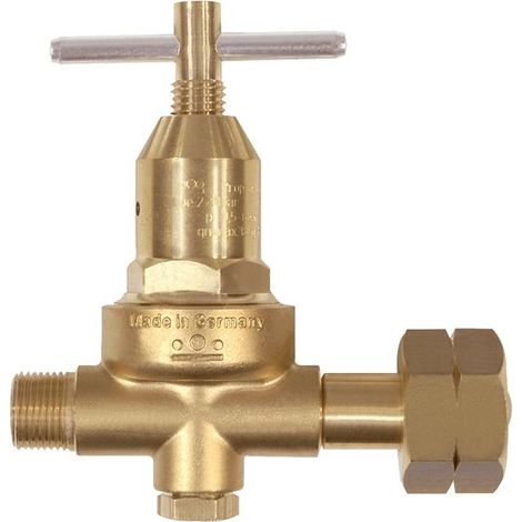 Réducteur de pression pour propane avec manomètre 0,5-6 bar, 18 kg/h, W 21,8x1/14 pouce, LH (1/2)