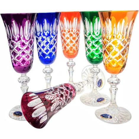 Verres à champagne en cristal coloré 150 ml Olive Grid (1/5)