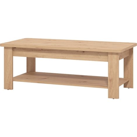 Couchtisch Pella, ein Fach, rechteckig, Farbton Tischplatte Eiche Knoten, 124x60x45h cm Braun Eiche Knoten