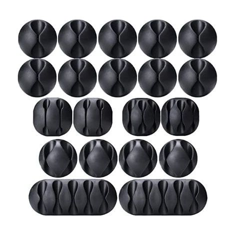 20 Pièces Cable Clips Support de Câble, Ensemble d'Organisateur de Câbles de Gestion de Câbles Polyvalent pour Bureau, Câble d'Alimentation, Câble de Chargement USB, Chargeurs, Câble Audio (1/5)