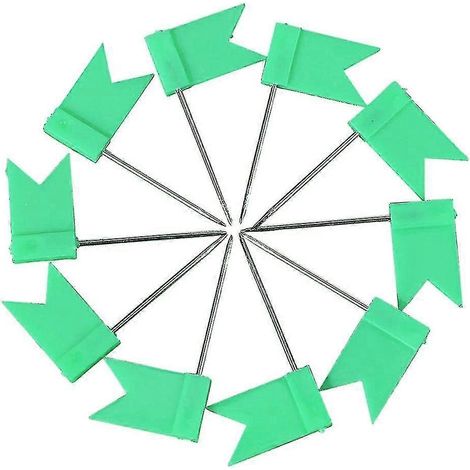 100 punaises en liège en forme de drapeau pour tableau d'affichage, vertes. (1/3)