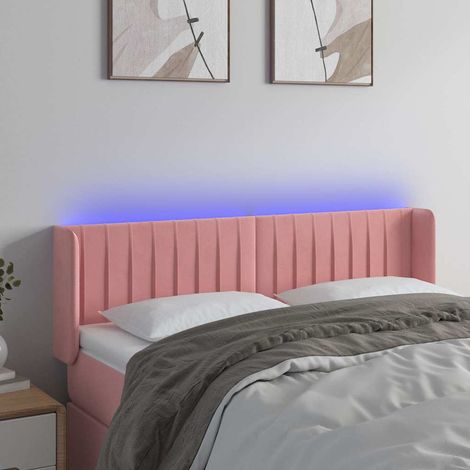 vidaXL Cabecero con LED de terciopelo rosa 147x16x78/88 cm (1/5)