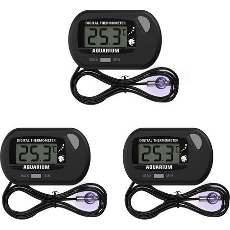 (3 pièces) Thermomètre numérique LCD pour aquarium avec ventouses et sonde étanche (1/5)