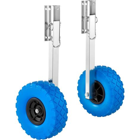 VEVOR Coppia Ruote di Poppa Carico di 136,1 kg, in Acciaio Inossidabile da 26 cm con Pneumatico in PVC Pieno, Ruote di Alaggio Pieghevoli con 4 Perni a Sgancio Rapido, per Barche da Pesca (1/5)