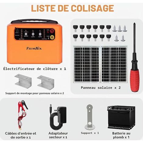Solar Electric Fence, 6KV-12KV Electric Pet Fence with Solar Panel, Battery, for Wildlife Prevention, Farm (1/5)