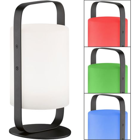 Lampada da tavolo LED RGB cambia colore lampada da esterno telecomando dimmerabile luce da giardino batteria ricaricabile, nero bianco, 0,2W 41Lm bianco caldo, DxH 12x25 cm (1/5)