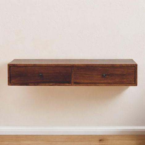 Console murale en châtaignier avec 2 tiroirs – modèle Lunar (1/5)