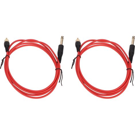 2-teiliges Tattoo-Clip-Kabel – 1,8 m (5,9 Fuß) professionelle Kupfer-RAC-Schnittstelle mit roter Silikonhülle (1/5)