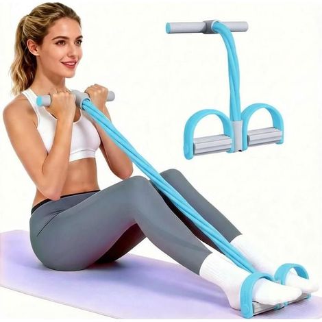 Bande de résistance pour pédales avec poignée, bande de résistance multifonctionnelle à six tubes, en caoutchouc naturel - Bleu (1/5)