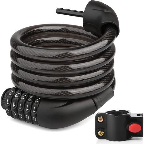 Lucchetto a catena per bicicletta, antifurto per esterni con supporto per bicicletta, combinazione a 5 cifre, cavo antifurto per bicicletta (125 cm) (1/5)