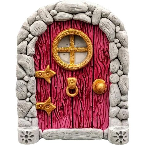 1 Porte Fée, Motifs Sculptés, Bois Naturel, Décoration Jardin Extérieur, Cadeau Enfant