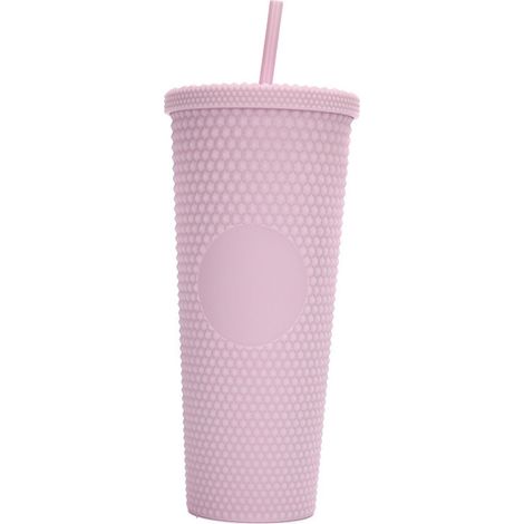 Großer 710-ml-Wasserbecher (24 oz), vollständig genoppter, matter, wiederverwendbarer Kunststoffbecher mit auslaufsicherem Deckel und großer Öffnung, inklusive Strohhalm. (1/5)