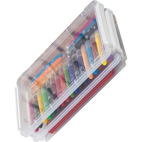 Lot de 2 Boîtes de Rangement A4 Transparentes en Plastique, Pileables et Antipoussière, Protège Documents et Photos, Blanc (1/5)