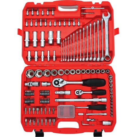 FAMEX Coffret de douilles, Boîte à outils de mécanicien 125 pièces, 568-50