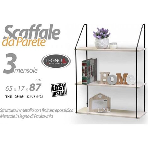 Urban Wandregal einfache Montage Metall Holz cm 65 x 17 x 87 h
