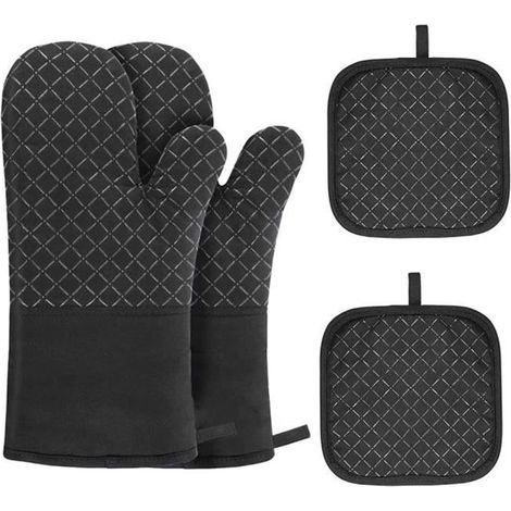 Kitchen Gloves - Non-Slip Set - Heat Resistant - Cotton Lined (1/4)