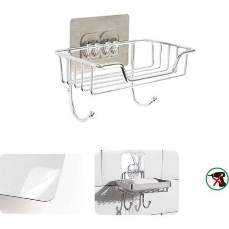 PORTA SAPONETTA CON GANCI PORTASAPONE SAPONE SUPPORTO ARREDO CASA ADESIVO 03488 (1/2)
