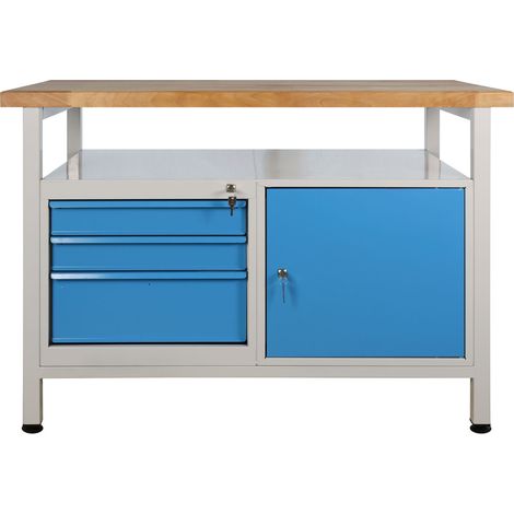 ADB Werkbank Werktisch 1200x600x840 mm mit 1 Tür + 3 Schubladen Arbeitstisch (1/5)