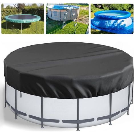 Poolabdeckung mit Kordelzug, rund, 310 cm Durchmesser, wasserdicht, schwarz (1/5)