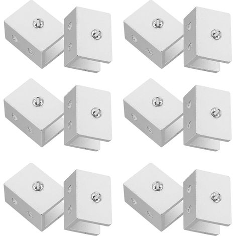 Lot de 12 Pinces de Fixation Carrées en Aluminium Noir pour Étagères en Verre 8-10 Mm, Supports Robustes Moyens, Clips D'étagère pour Meubles et Armoires, Accessoires Polyvalents (1/5)