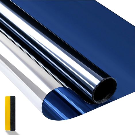 Film fenetre Anti Regard Film Miroir Fenêtre sans Tain Anti Chaleur Anti UV Protection de la Vie Privée pour Fenêtre Bureau Maison Magasin 40×200CM (Bleu) (1/5)