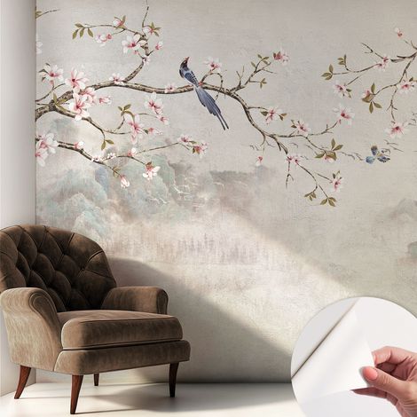 Papier peint autocollant Mural avec colle pour salon et chambre Décoration murale rapide Paysage oriental 250x250 cm (1/5)