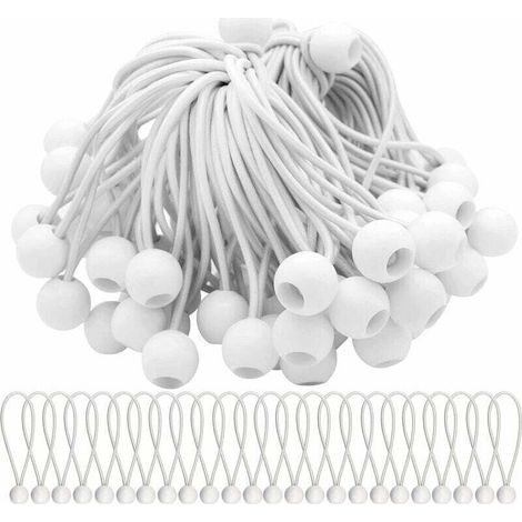 Packung mit 75 elastischen Bungee-Seilen, Dehnbarkeit 150 mm – 300 mm – Strapazierfähiges Gummi – Für Planen, Zelte und Banner