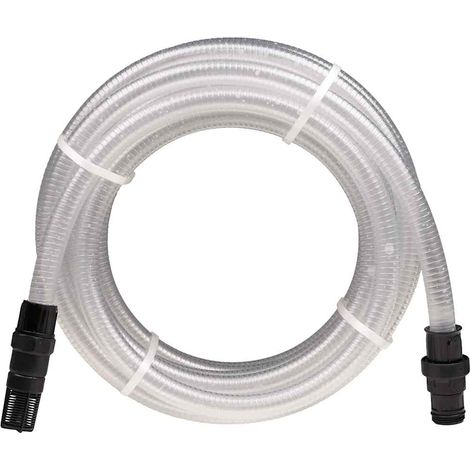 Tuyau d'aspiration avec raccords en PVC, transparent, 1" x 10 m PVC (1/5)