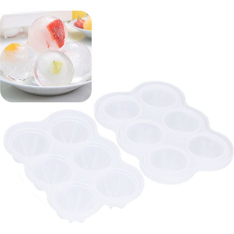 Moule à glaçons sphériques en silicone à 6 compartiments avec trou d'évacuation, bac à glaçons rond pour la cuisine et le bar. (1/5)