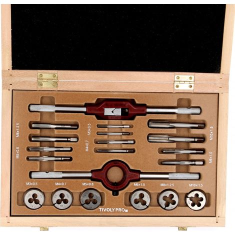 Coffret Bois 20 Pièces Tarauds + Filières Usages Fréquents