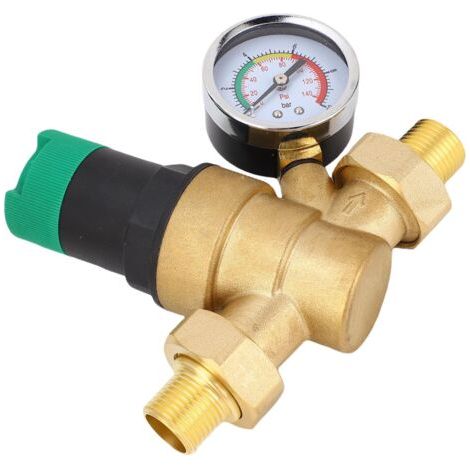Pair - Régulateur de pression d'eau en laiton, précis, multifonctionnel, réglable, avec filtre et cadran, 1/2 pouce (DN15) (1/5)