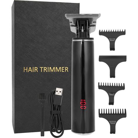 Nouvelle tondeuse à cheveux électrique, modèle T9, affichage numérique, boîtier étanche, usage domestique, noire. (1/5)