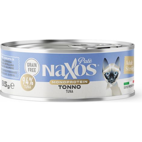 NAXOS GATTO STERILIZZATO MONO Lattina per gatti sterilizzati al gusto di tonno 85g